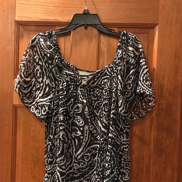 LOFT Tops - LOFT Blue and White Sheer Top